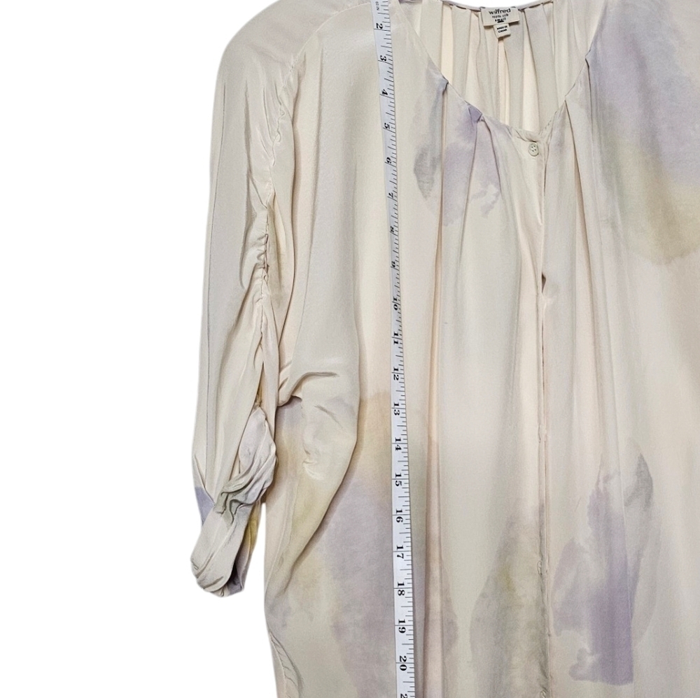 Wilfred Silk Crepe Ruched Pleated Goddess Tunic Neutral Watercolours fits L - XL - Picture 11 of 13